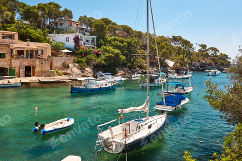 Preview: Mediterranean coastline in Mallorca. Figuera cove. Turquoise waters. Balearic islands