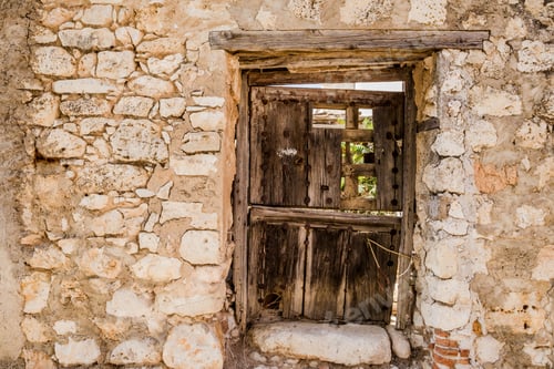Preview: Ruin house wall window texture retro background. A dirty ancient urban broken wooden windows