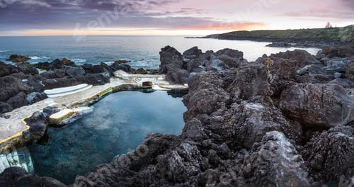 Preview: High angle view of rock formations in beach
