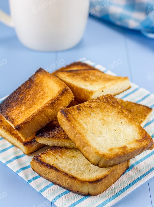 Preview: Breakfast toasts with a cup of coffee