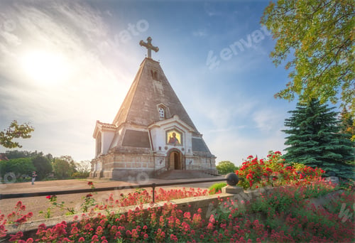 Preview: Morning View of St. Nicholas Church. Christian and religion life scene.