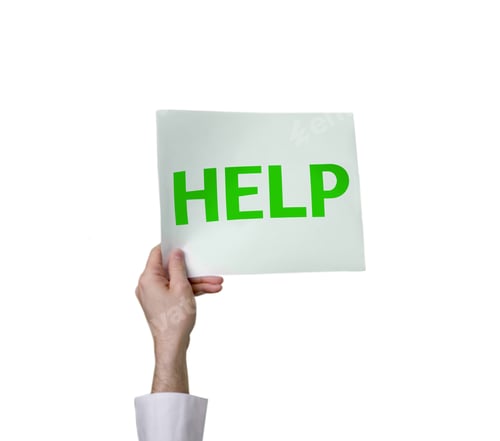 Preview: Hand holding help sign