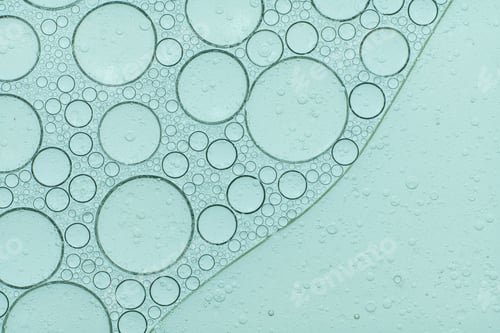 Preview: Macro microscope green bubble texture, Close-up Green bubbles and drops oil background