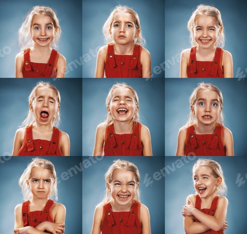 Aperçu: The Collage Of Girl With Different Emotions
