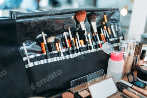 Preview: Professional makeup artist cosmetics tools closeup