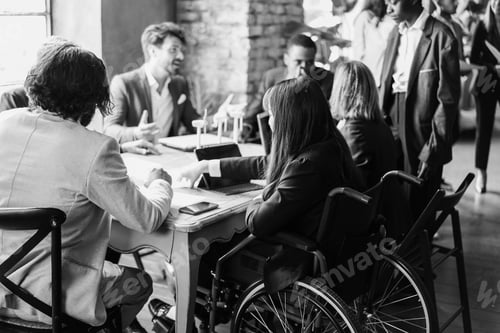 Preview: Multiracial business people working on sustainable innovation project