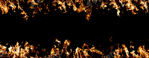 Preview: Fire on black background, abstract background with copy space in the center, banner format