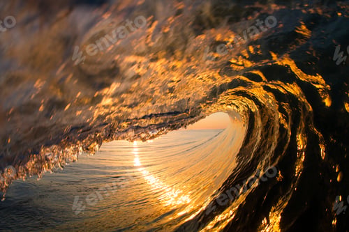 Preview: Barrelling wave, sunset, Hawaii, USA