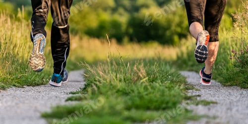 Preview: Legs of man and woman jogging