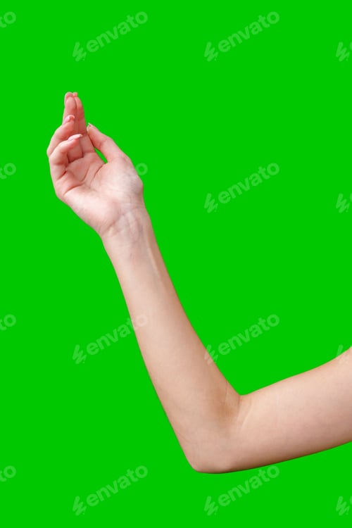 Preview: Female Hand Making Gesture Against Green Screen