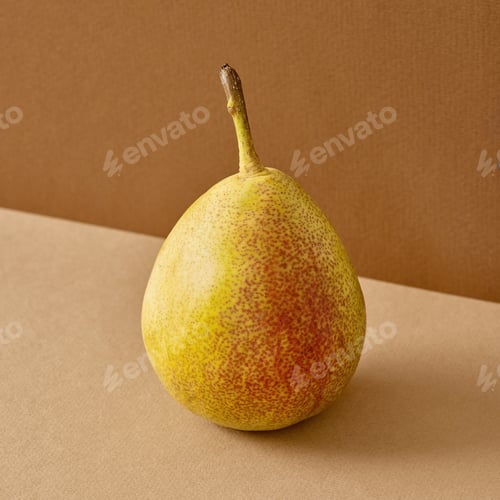 Preview: fresh pear on brown background