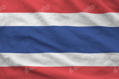 Preview: Thailand flag depicted on folded wavy fabric of old cloth