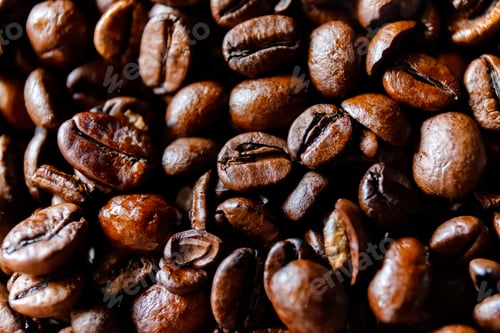 Preview: Dark roasted coffee beans, close up