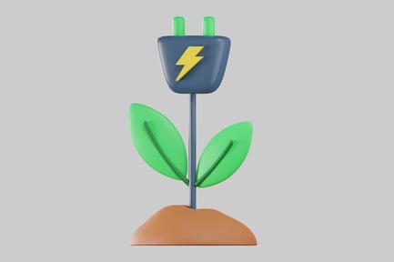 Preview: Cartoon-style plant with lightning bolt and plug