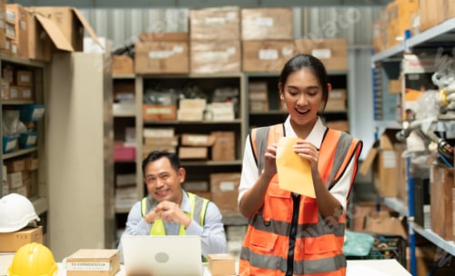 Preview: The warehouse manager gave the female assistant a premium.