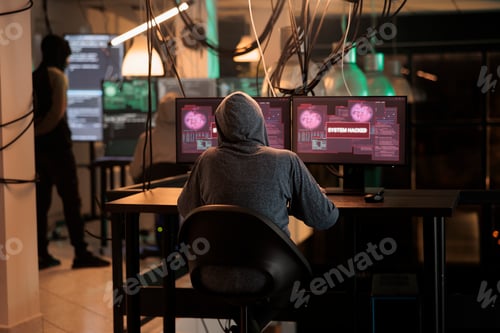 Preview: Cybercrime, internet thief hacking computer system, stealing data