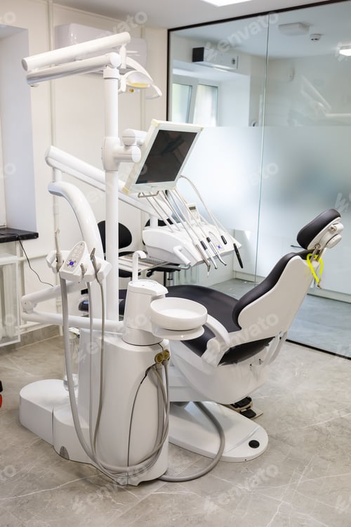 Preview: A modern dental office with new equipment and a dental chair. Cabinet for dental treatment