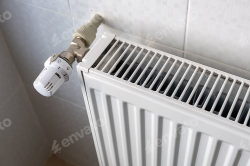 Preview: Closeup of heating radiator valve for comfortable temperature regulation