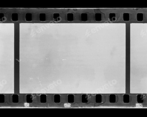 Preview: Blank 35mm film strip with film perforations, showcasing unused frames