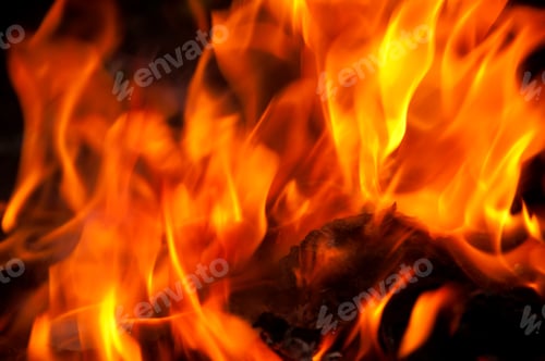 Preview: Fire flames on black background.
