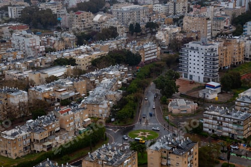 Preview: Aerial view of a residential neighborhood in a city. Netanya, Israel