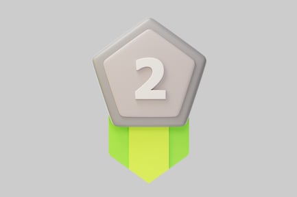 Aperçu: Badge hexagonal avec numéro deux et ruban