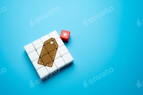 Preview: Abstract Blocks with Red Star, Retail Tag Concept