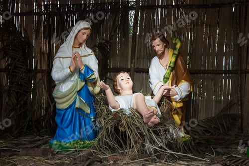 Preview: Christmas decorative creche with Holy family