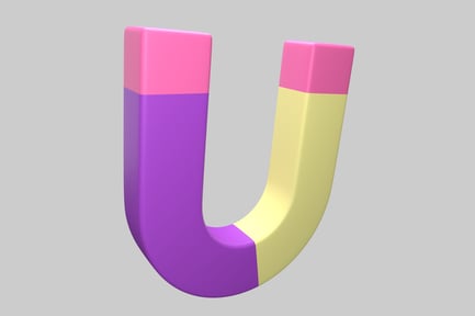 Visualização: Ímã em ferradura, rosa e amarelo