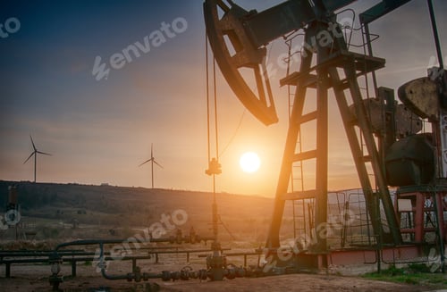 Preview: oil pump on sunset