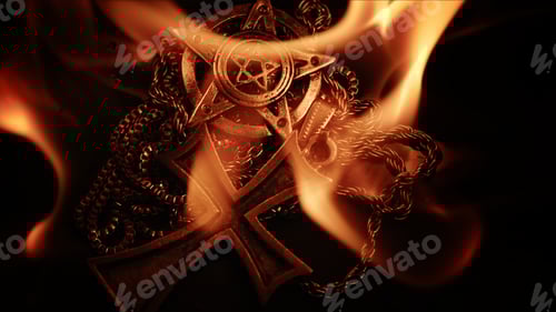 Preview: Pentagram and Cross Symbol in Fire