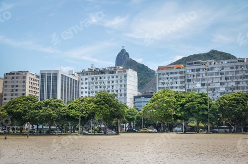 Preview: Botafogo skyline with Corcovado mountain on background - Rio de Janeiro, Brazil