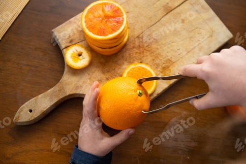 Preview: Fresh juicy oranges on colorful background