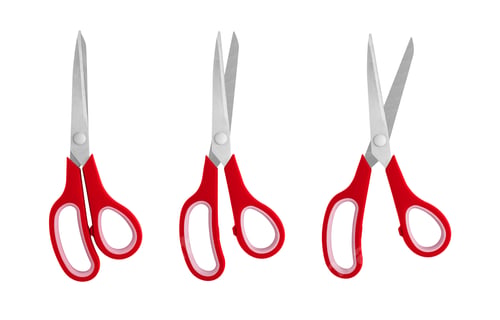 Preview: Set of Red Handled Scissors in Various Positions