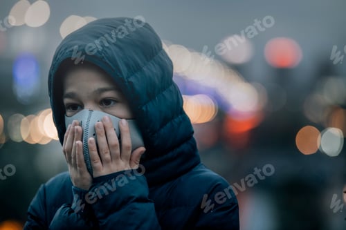 Preview: Air Pollution, Child in a City Street with Poor Air Quality