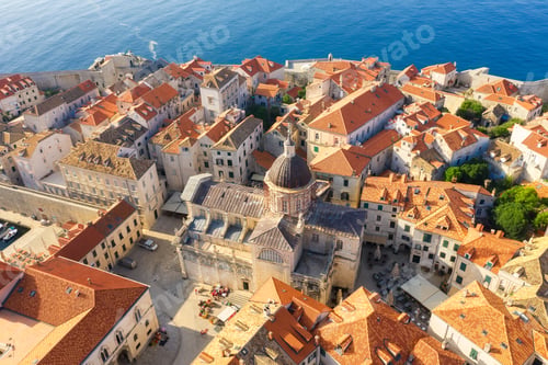 Preview: Dubrovnik old town as a background. View from the air