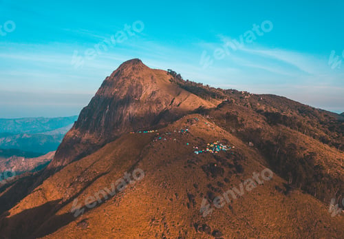 Preview: Top View Mulayit Taung golden light of the morning sun and the mist covered on Mount Mulayit,Myanmar