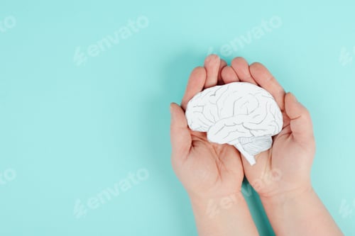 Preview: Holding a brain in the hands, Parkinson disease, Alzheimer awardness, mental disorder dementia