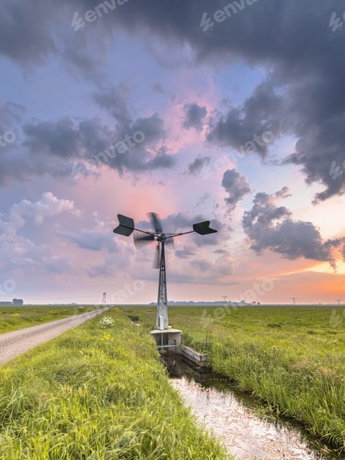 Preview: Polder Grassland landscape in Netherlands