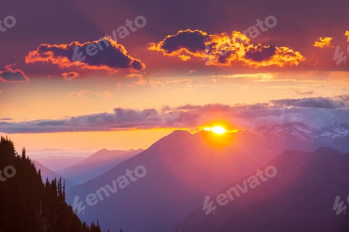 Preview: Mountains on sunset