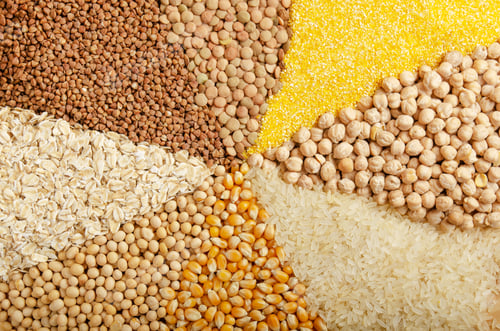 Preview: Food background made of legumes cereals and grains. Flat lay