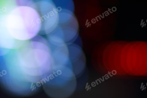 Preview: Blue, Red, Yellow, Blue, White Blurred Festive Bokeh Background With Stars For Christmas