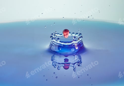 Preview: Abstract background color water splash, collision of colored drops and crown creation