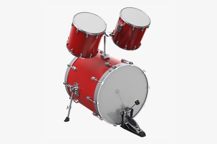 Preview: Red Woodgrain Bass Drum with Toms & Pedal