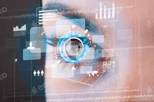 Preview: Future Woman With Cyber Technology Eye Panel Concept