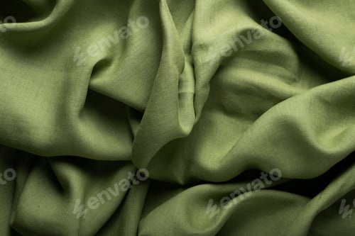 Preview: Natural linen fabric in green color