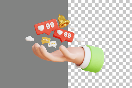 Preview: Social Media with Love Chat and Notification 3D Icon