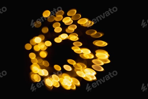 Preview: sparkling abstract bokeh background yellow color with glitter circles