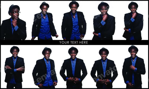 Preview: The Collage From Images Of Black Man With Happy Expression