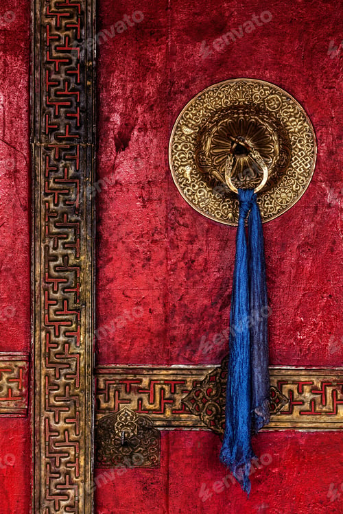 Preview: Door of Spituk monastery. Ladakh, India